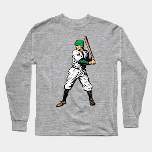 Vintage Baseball Player (Green - distressed) Long Sleeve T-Shirt